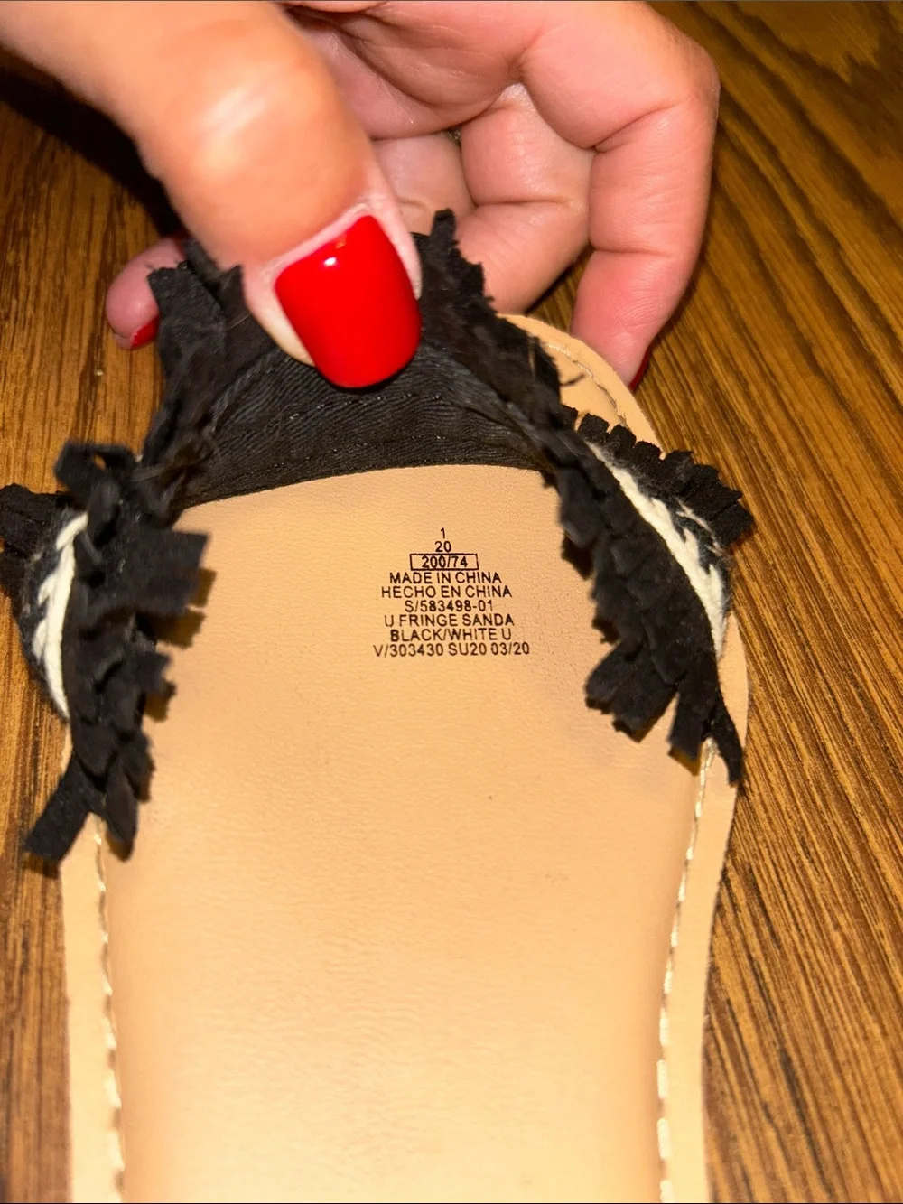 Old Navy Black Sandals with White Braid Accent